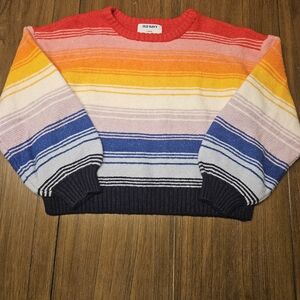 Old Navy Girl's Colorful Striped Crew Neck Sweater